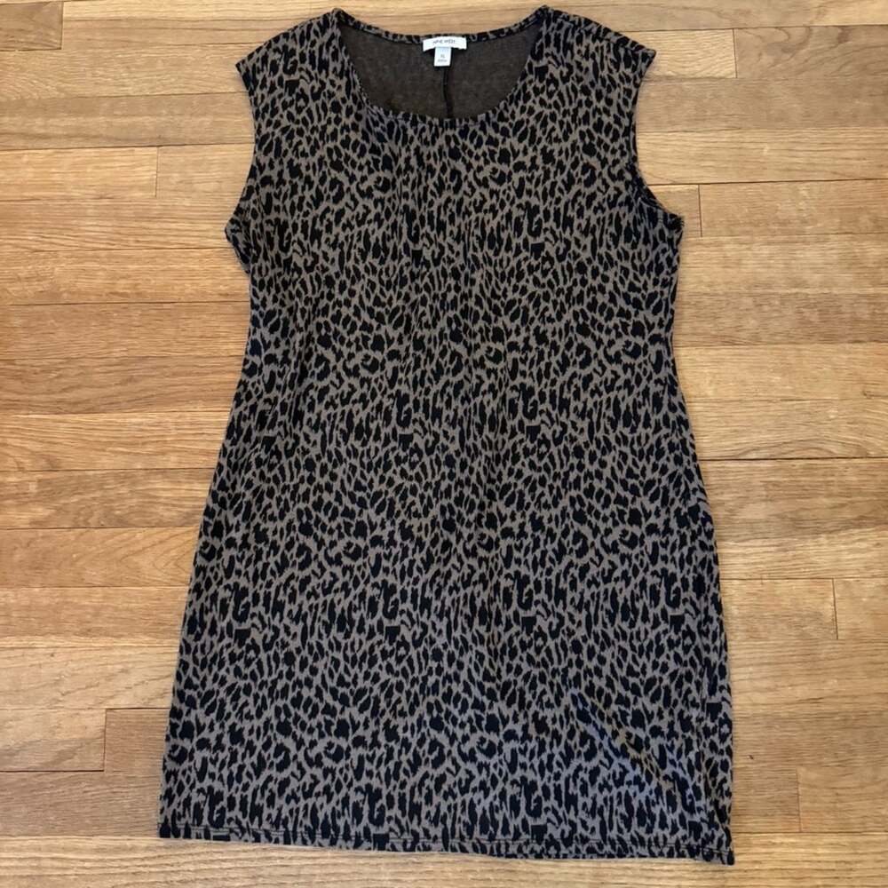 Nine West brown black animal print sleeveless tunic vest shirt top size XL
 b55